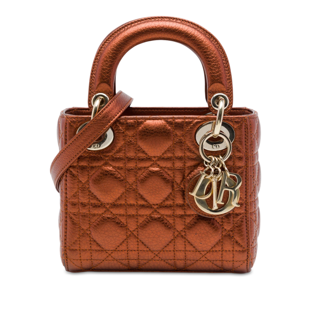 Pre-Loved Dior Mini Metallic Calfskin Cannage Lady Dior